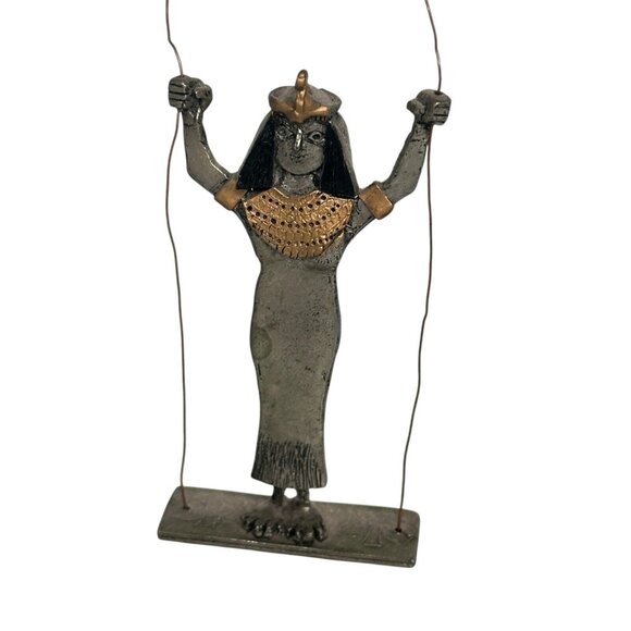 Egyptian Goddess Isis? Stork Heron Metal Marble Base Statue Art Deco Figure - Picture 12 of 13